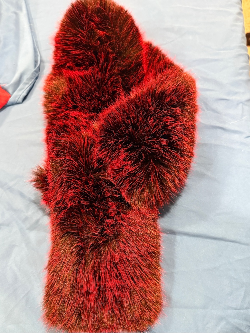 Luxury Red Faux Fur Pull Through Scarf Wrap